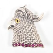 SILVER & RUBY PARROT BROOCH