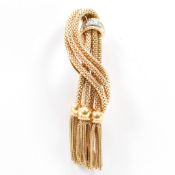 FRENCH 18CT GOLD & DIAMOND TASSEL BROOCH PIN