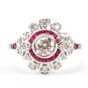 ART DECO STYLE 18CT GOLD RUBY & DIAMOND RING