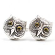 PAIR OF STERLING SILVER OWL CUFFLINKS