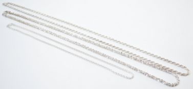 THREE SILVER HALLMARKED NECKLACES
