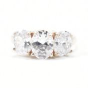 SILVER & CZ THREE STONE RING