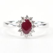 950 PLATINUM RUBY & DIAMOND HALO RING