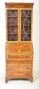 QUEEN ANNE REVIVAL YEW WOOD BUREAU BOOKCASE CABINET