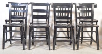 EIGHT VINTAGE EBONISED BLACK DINING CHAIRS