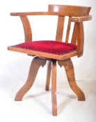 1920'S ARTS & CRAFTS OAK SWIVEL OFFICE DESK FACTORY CHAIR