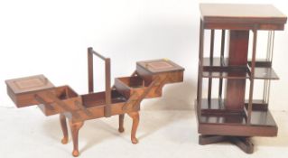 EDWARDIAN MAHOGANY BOOKCASE & SEWING BOX