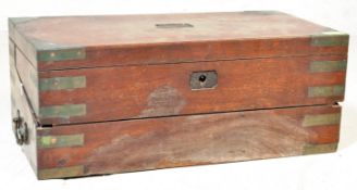 19TH CENTURY MAHOGANY & BRASS CAMPAIGN WRITING SLOPE