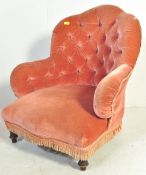 19TH CENTURY PINK VELVET NURSING CHAIR