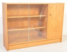 RETRO VINTAGE MID 20TH CENTURY TEAK GLAZED BOOKCASE