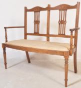EDWARDIAN BONE INLAID MAHOGANY COUPLES SEAT