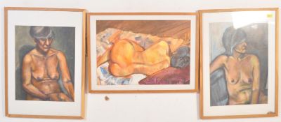 COLLECTION OF THREE FEMALE NUDE ART PAINTINGS
