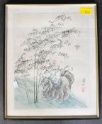 PAIR OF CHINESE INK & WATERCOLOUR SKETCHES