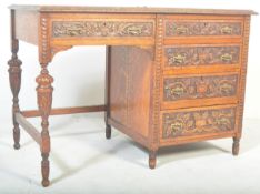 19TH CENTURY CARVED OAK WRITING DESK