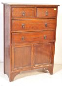 1940's OAK UPRIGHT PEDESTAL TALLBOY - CHEST OF DRAWERS