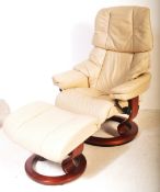 EKORNES STRESSLESS LEATHER ARMCHAIR & OTTOMAN FOOTSTOOL