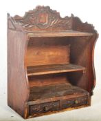 19TH CENTURY CARVED OAK CABINET SHELVES
