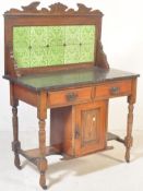 A VICTORIAN MAHOGANY TILE BACK WASH STAND