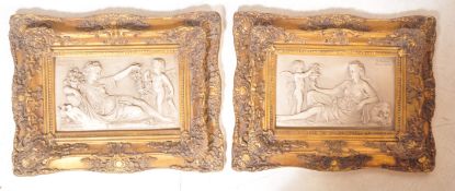 NEOCLASSICAL ROMAN SCENE CARVED MARBLE PANELS