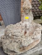 VINTAGE COMPOSITE CONCRETE GARDEN BIRD BATH