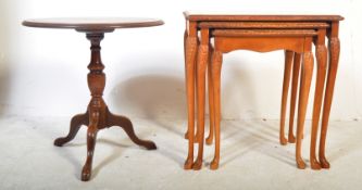 QUEEN ANNE REVIVAL NEST OF TABLES & TRIPOD PEDESTAL TABLE