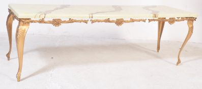 MID 20TH CENTURY ONYX & BRASS COFFEE TABLE