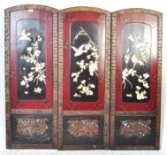 TRIO OF JAPANESE SHIBAYAMA LAQUERED PANELS