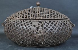 EARLY 20TH CENTURY CHINESE LATTICE METAL OYSTER BASKET