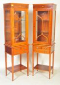 A PAIR OF SATINWOOD INLAID DISPLAY CABINETS