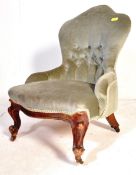 19TH CENTURY VICTORIAN VELVET NURSING CHAIR
