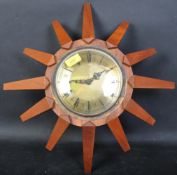 MID CENTURY ANSTEY & WILSON SUNBURST WALL CLOCK