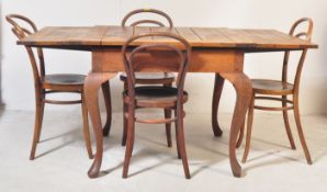 EARLY 20TH CENTURY OAK DINING TABLE WITH SET OF CAFE CHAIR