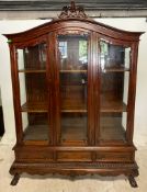 VINTAGE 20TH CENTURY EXOTIC HARDWOOD GLAZED ARMOIRE