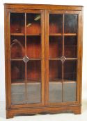 1920S OAK & LEADED GLASS DISPLAY CASE / BOOKCASE
