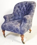 VICTORIAN UPHOLSTERED NURSING CHAIR IN BLUE FABRIC