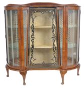 VINTAGE 20TH CENTURY ART DECO WALNUT DISPLAY CABINET