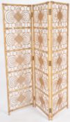 RETRO MID CENTURY BAMBOO AND CANE THREE FOLD SCREEN