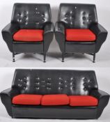 MID 20TH CENTURY THREE PIECE SOFA AND ARMCHAIRS SUITE