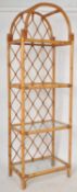 RETRO 20TH CENTURY BAMBOO AND CANE UPRIGHT BOOKCASE