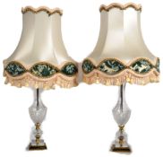 PAIR OF 1980s CUT CRYSTAL GLASS TABLE LAMPS