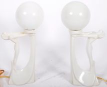 MATCHING PAIR OF ART DECO CERAMIC TABLE LAMPS