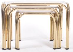 1980s HOLLYWOOD REGENCY TUBULAR BRASS NEST OF TABLES