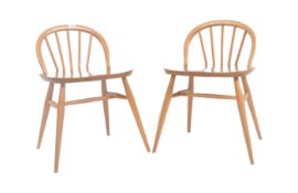 ERCOL - MATCHING PAIR OF BEACH AND ELM DRESSING TABLE CHAIRS