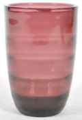 WHITEFRIARS - LARGE RETRO AMETHYST RIBBED GLASS VASE