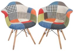 PAIR OF CONTEMPORARY DAX STYLE PATCHWORK CHAIRS