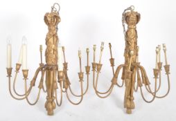 MATCHING PAIR OF 20TH CENTURY GILT WOOD CHANDELIERS