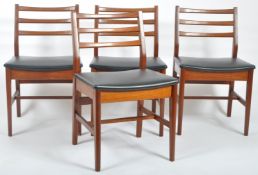 MATCHING SET OF FOUR TEAK LADDERBACK DINING CHAIRS