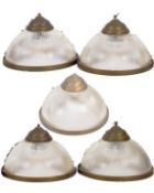MATCHING SET OF FIVE EARLY 20TH CENTURY HOLOPHANE SHADES
