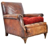 1930S ART DECO DARK BROWN LEATHER CLUB ARMCHAIR