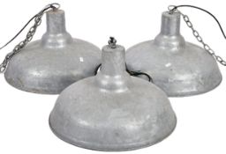 MATCHING SET OF THREE GALVANISED CEILING LIGHTS